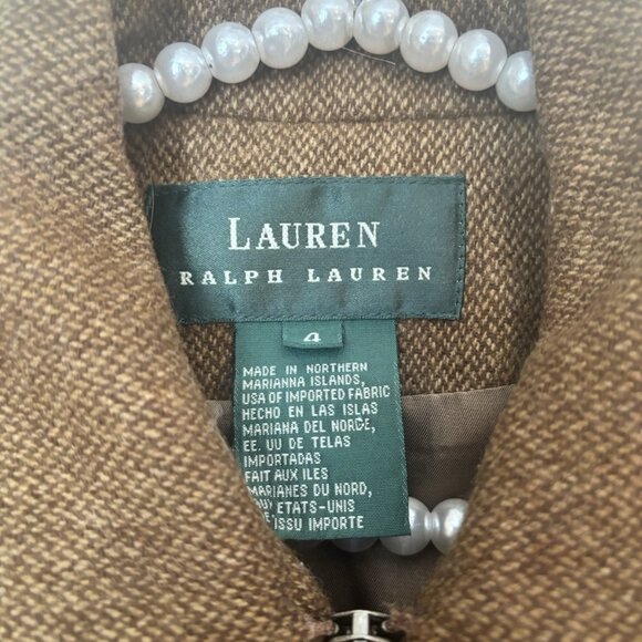 Vintage Lauren Ralph Lauren Womens Size 4 Wool Jacket Brown Full Zip - Picture 4 of 4